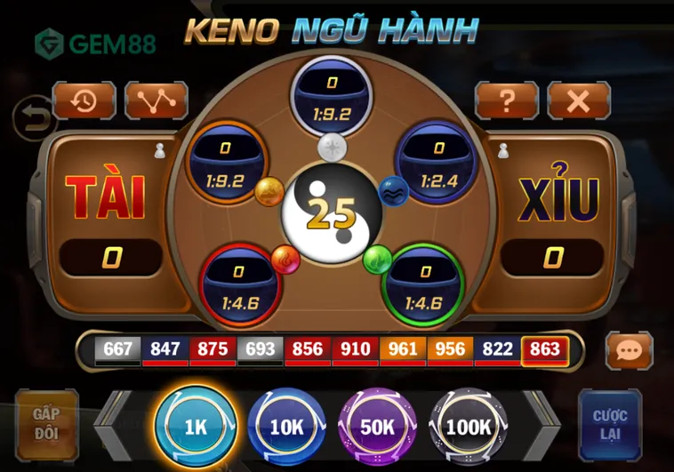 Chinh Phục Vòng Quay Tài Lộc Keno Ngũ Hành Tại Gem88 Đỉnh Cao