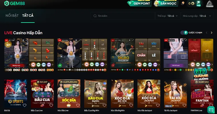 Trải Nghiệm Sòng Bài Trực Tuyến Đẳng Cấp Tại Live Casino Gem88