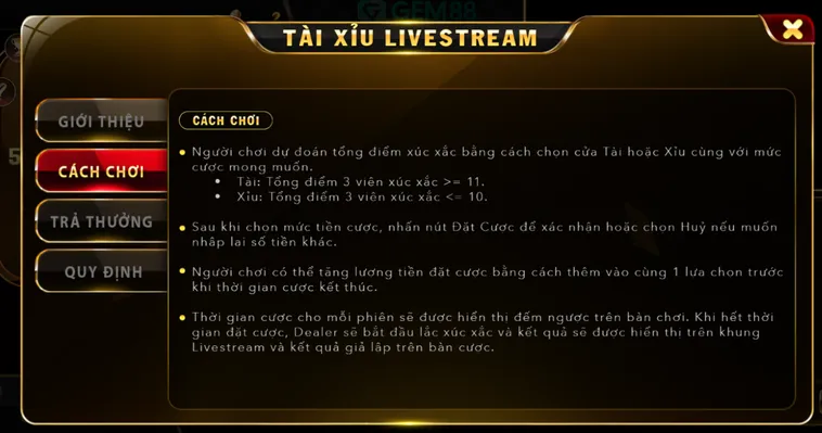 Chinh Phục Đỉnh Cao Cùng Tài Xỉu Live Tại Gem88 Trực Tuyến