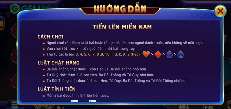 Chinh Phục Game Bài Tiến Lên Miền Nam Tại Gem88 Cực Kỳ Dễ Dàng