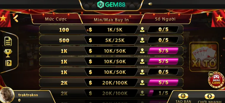 Thử Thách Bản Lĩnh Cùng Xì Tố Tại Gem88 Đỉnh Cao 2026